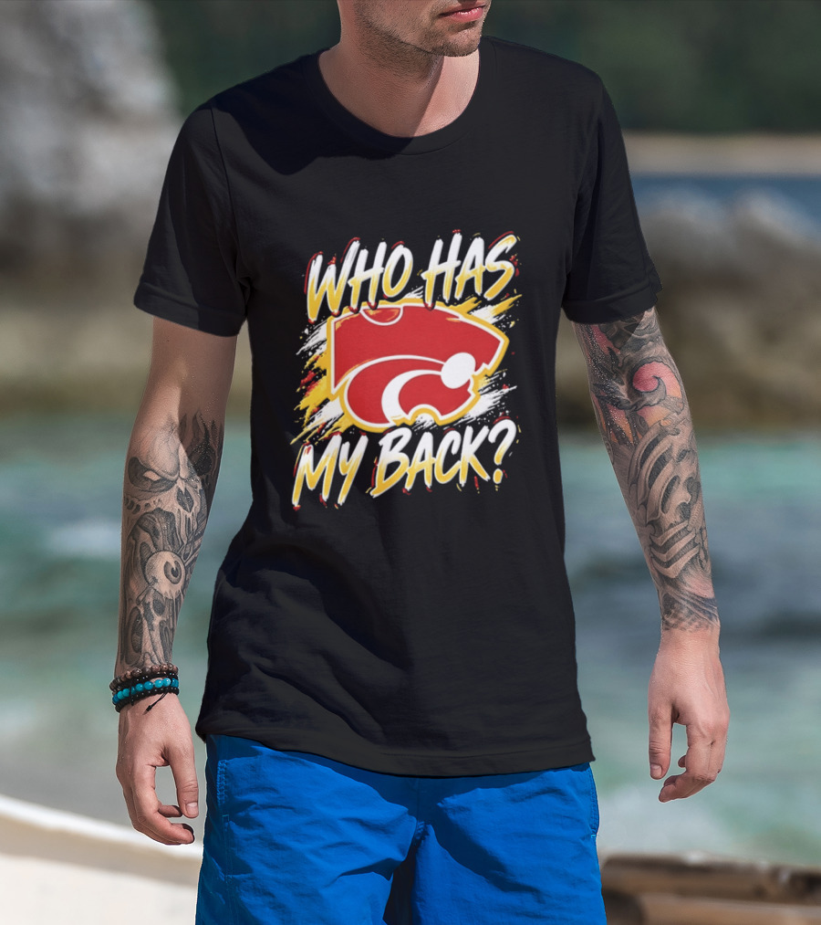 Wildcat Who Has My Back Bold Red And White Paw Print T-Shirt