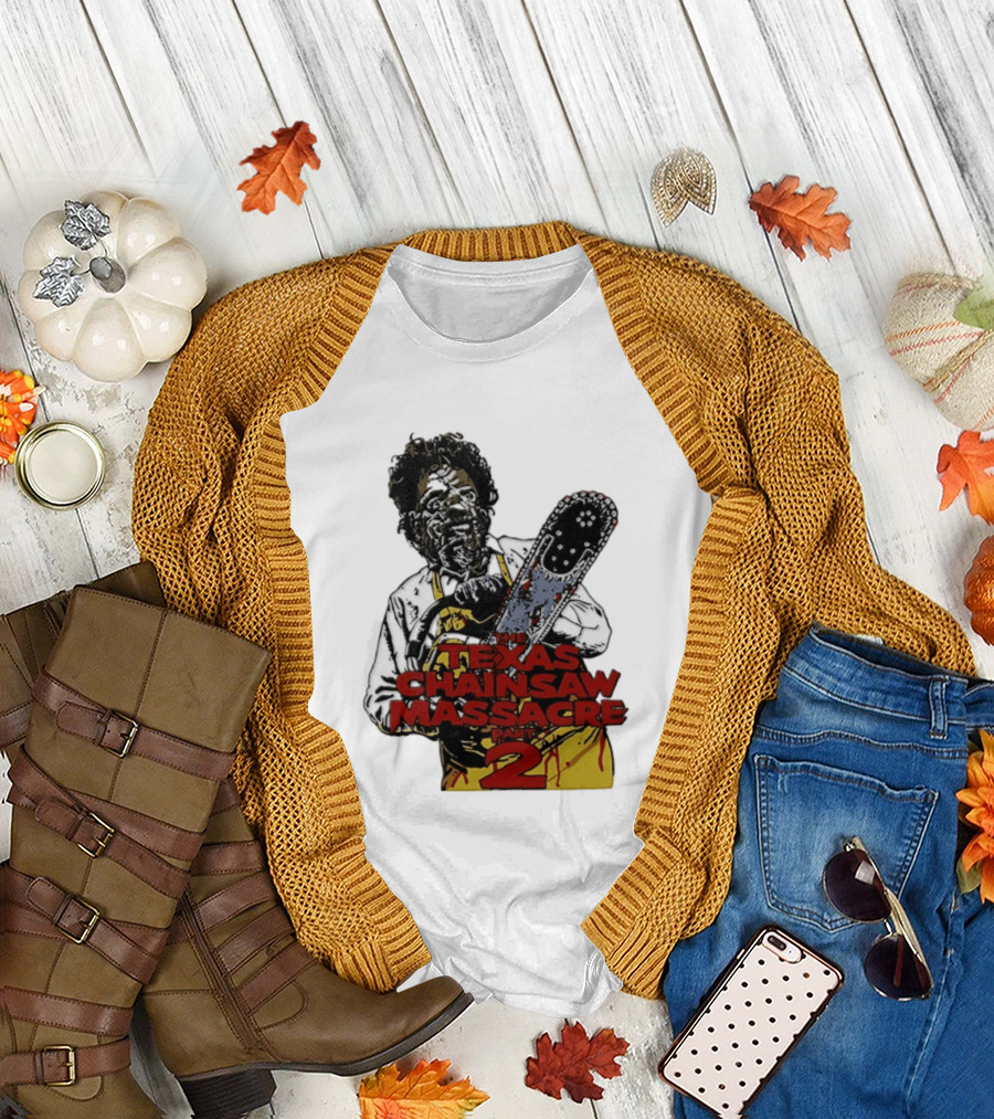 Texas Chainsaw Massacre Part 2 Leatherface Villain Bloody Chainsaw T-Shirt
