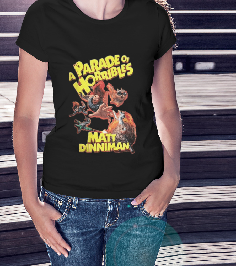 A Parade Of Horribles Matt Dinniman Action Fantasy Characters Flying Flaming Ball Adventure T-Shirt