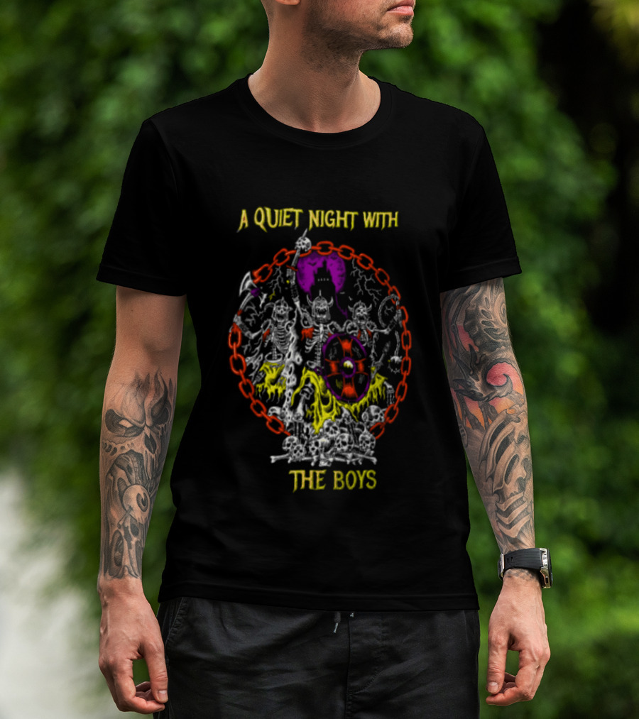 A Quiet Night With The Boys Skeleton Warriors Viking Horde T-Shirt