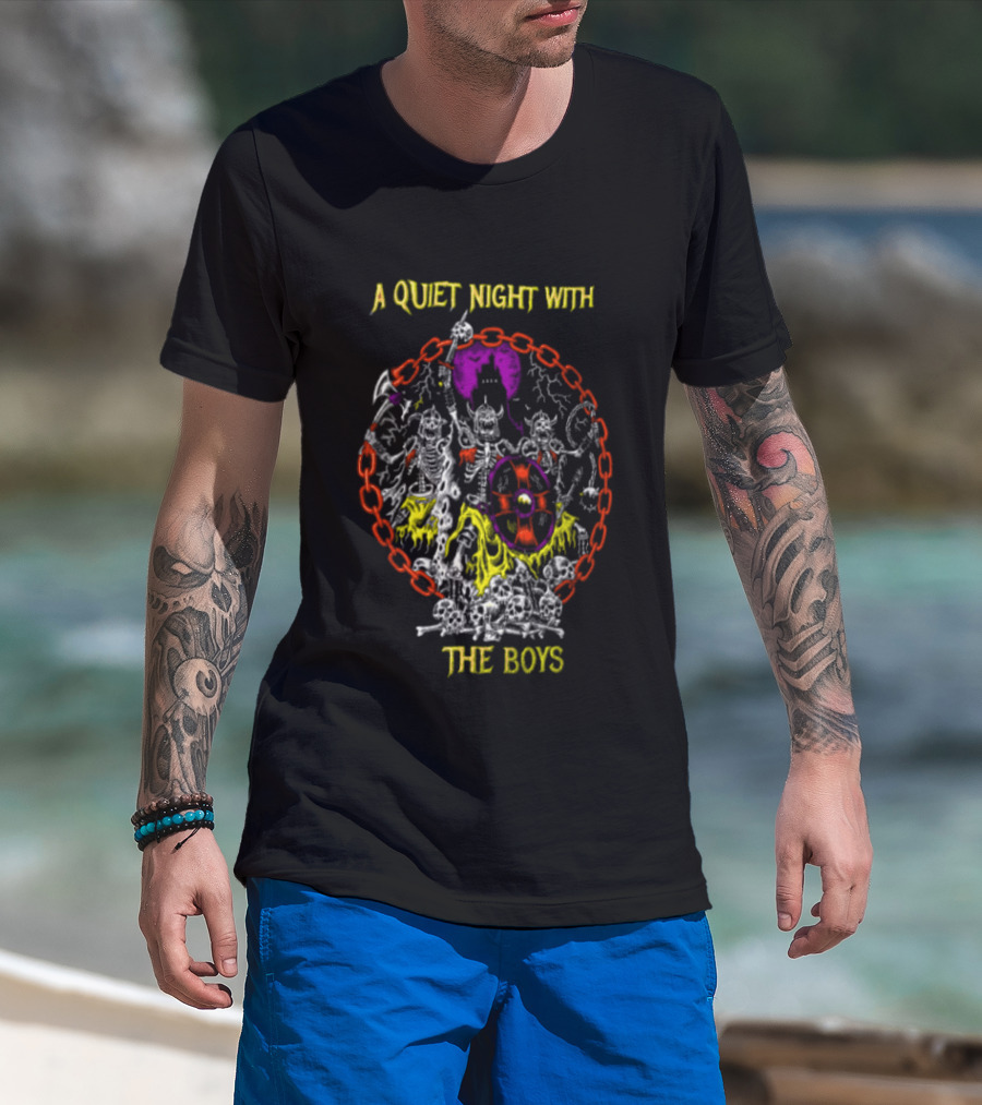 A Quiet Night With The Boys Skeleton Warriors Viking Horde T-Shirt