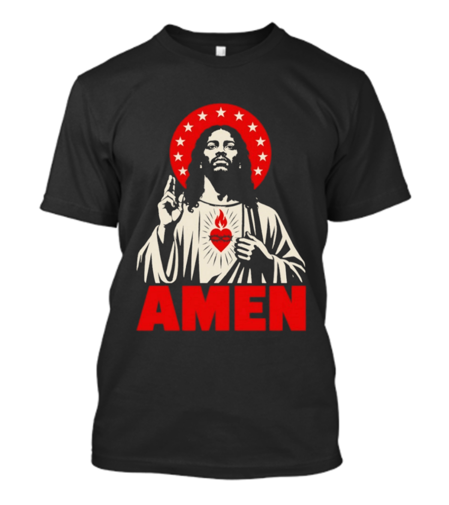 Amen Christ Ain't White Red Stars Iconic Representation T-Shirt