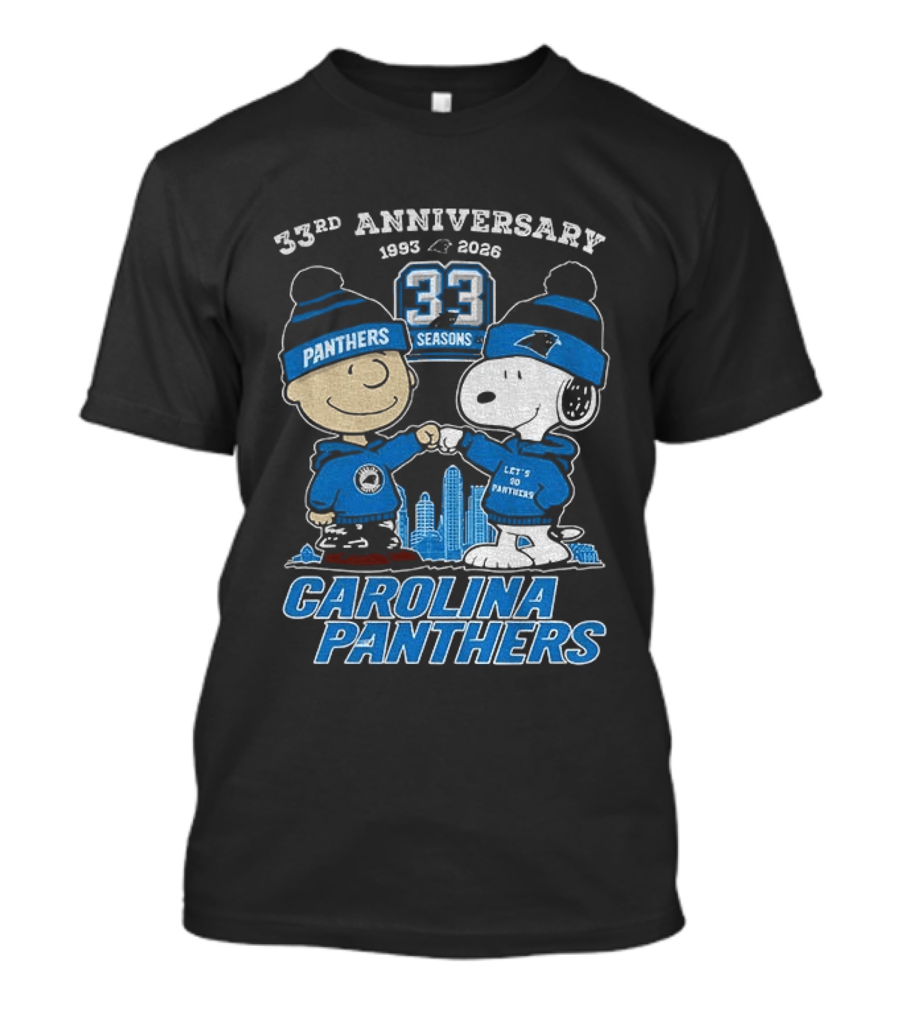 Charlie Brown Snoopy Carolina Panthers 33rd Anniversary 1993 2026 Seasons T-Shirt