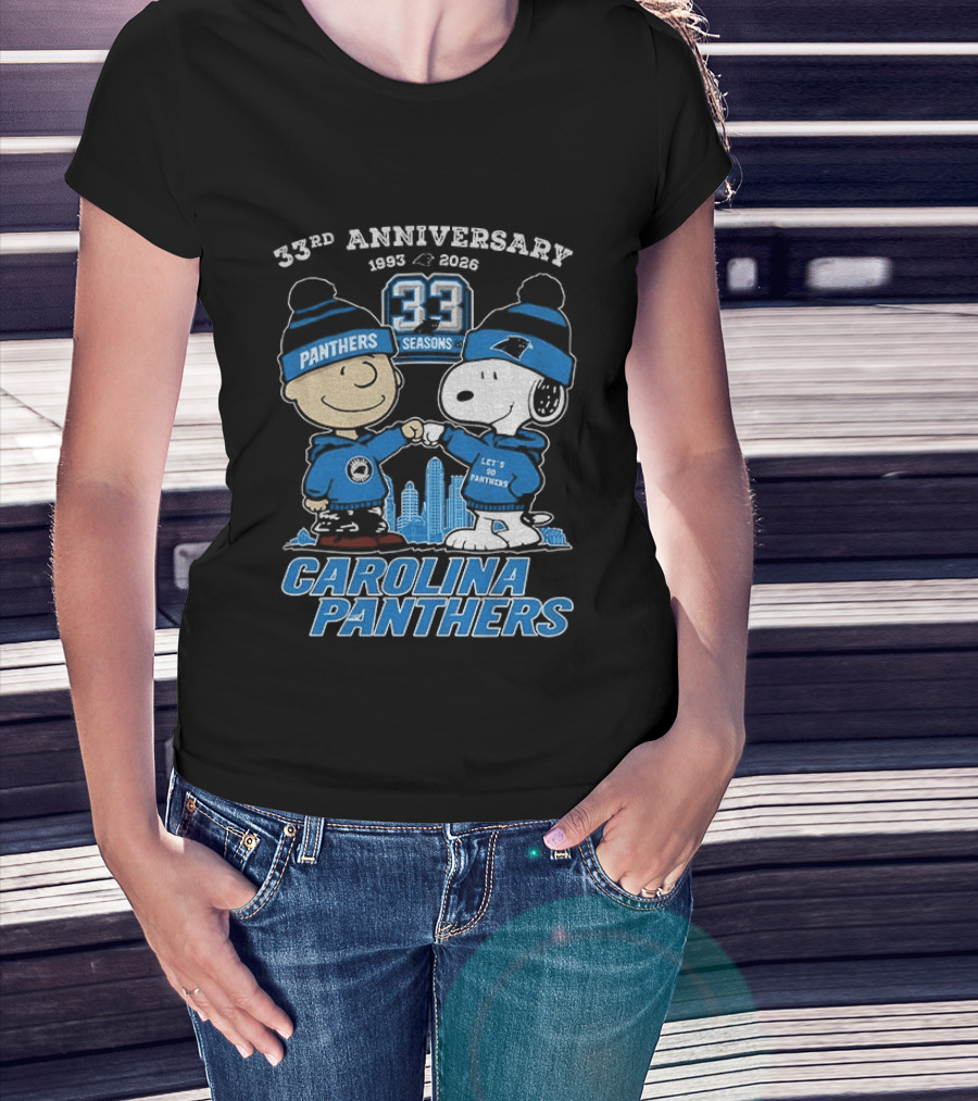Charlie Brown Snoopy Carolina Panthers 33rd Anniversary 1993 2026 Seasons T-Shirt