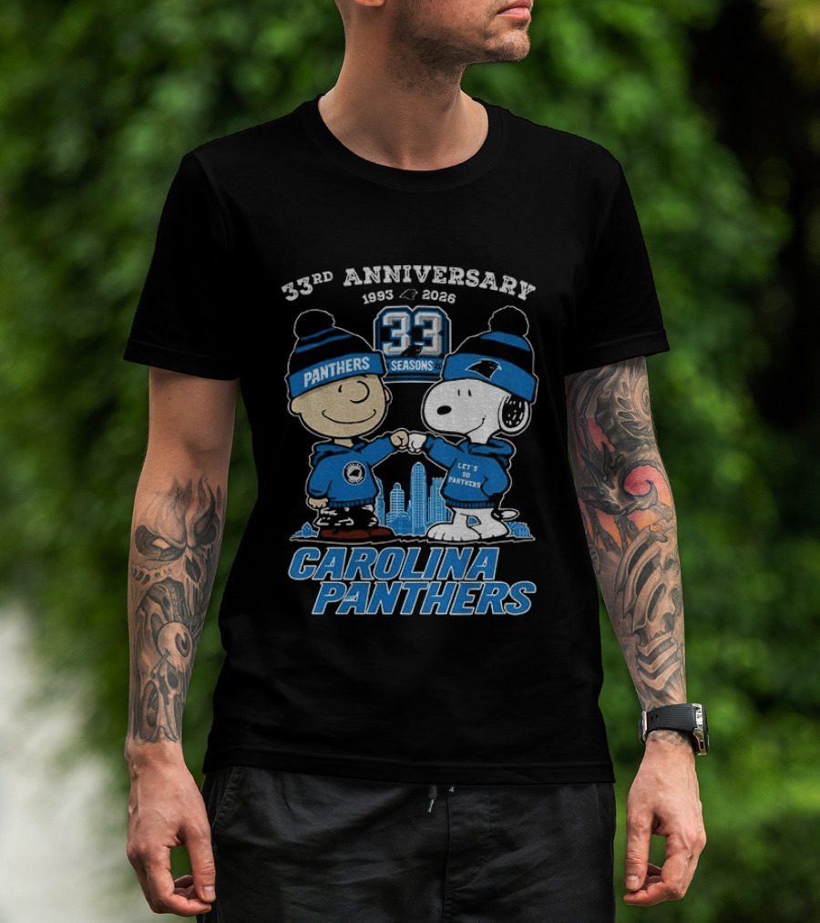 Charlie Brown Snoopy Carolina Panthers 33rd Anniversary 1993 2026 Seasons T-Shirt