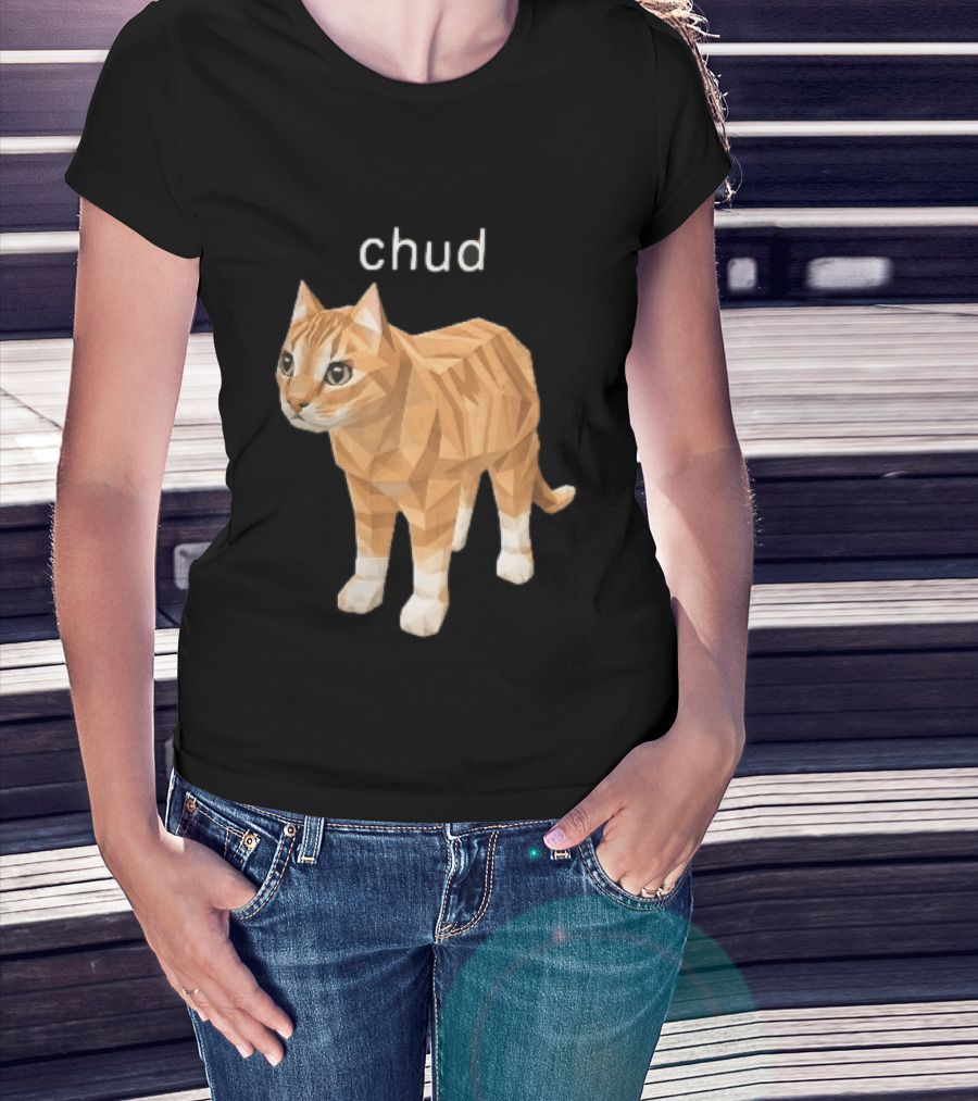 Chud Low Poly Geometric Orange Tabby Cat T-Shirt