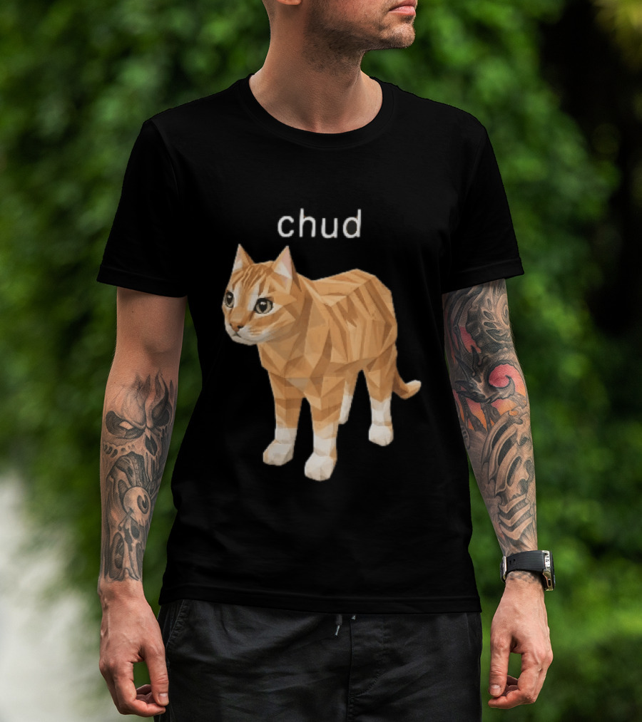 Chud Low Poly Geometric Orange Tabby Cat T-Shirt