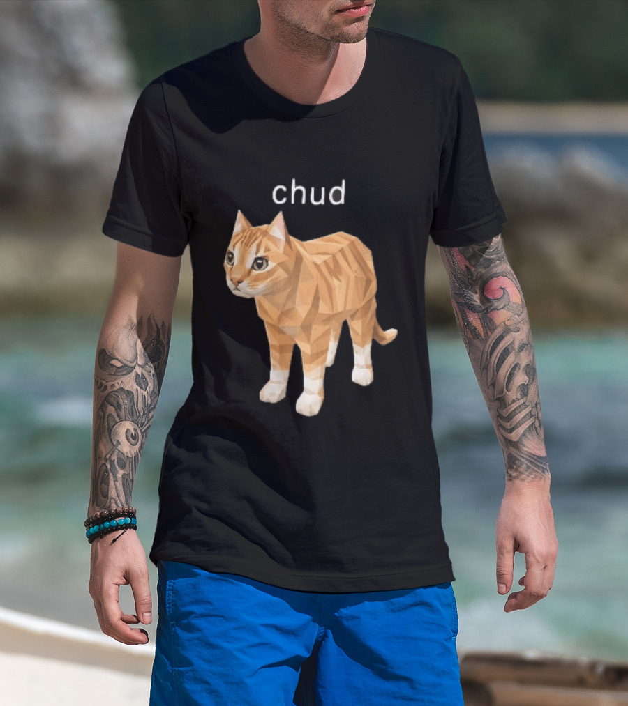 Chud Low Poly Geometric Orange Tabby Cat T-Shirt
