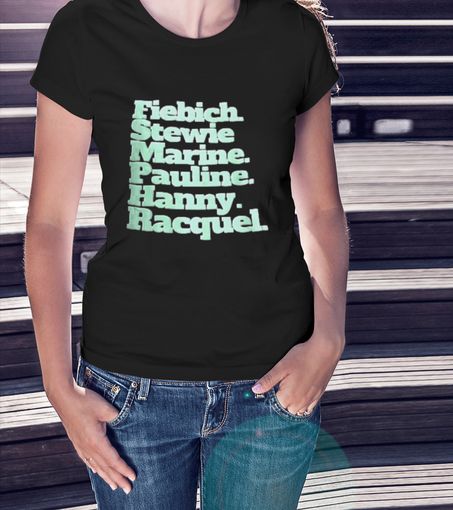 Fiebich Stewie Marine Pauline Hanny Racquel Mint Green Stacked Name List T-Shirt