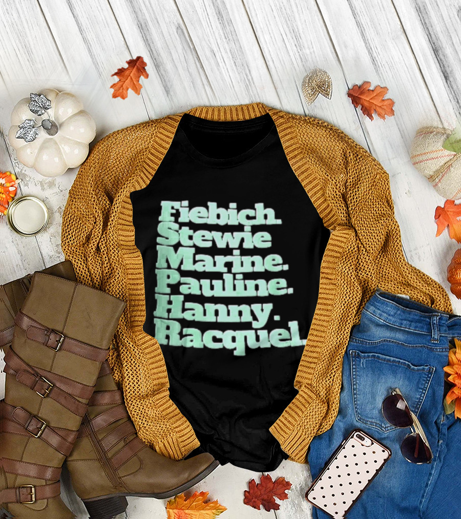 Fiebich Stewie Marine Pauline Hanny Racquel Mint Green Stacked Name List T-Shirt