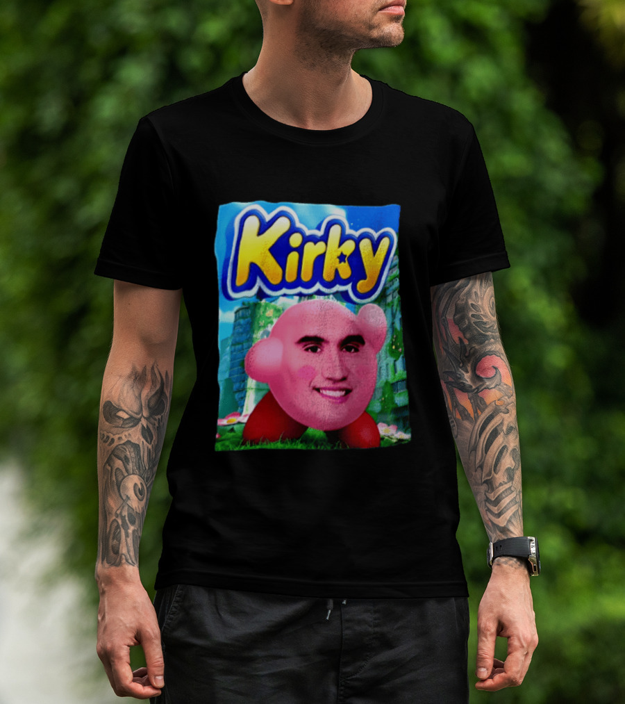 Kirky Kirby Nintendo Inspired Face Mashup Retro Gaming Nostalgia T-Shirt