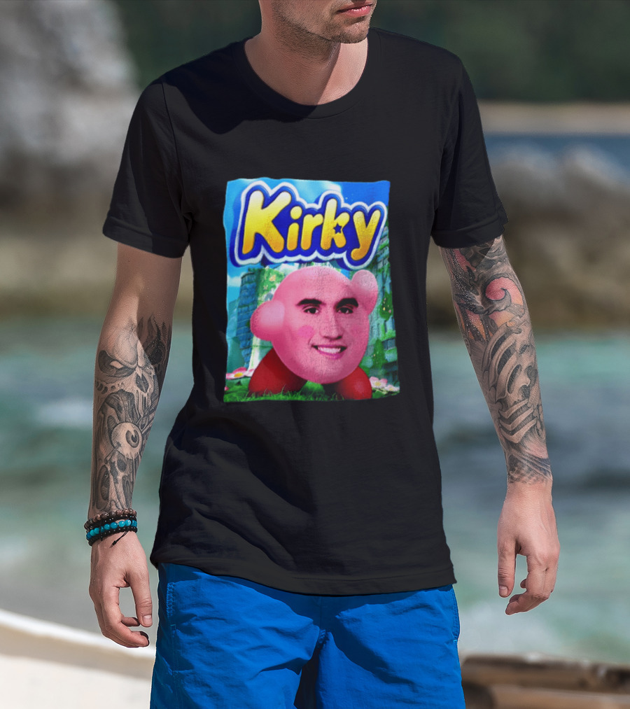 Kirky Kirby Nintendo Inspired Face Mashup Retro Gaming Nostalgia T-Shirt