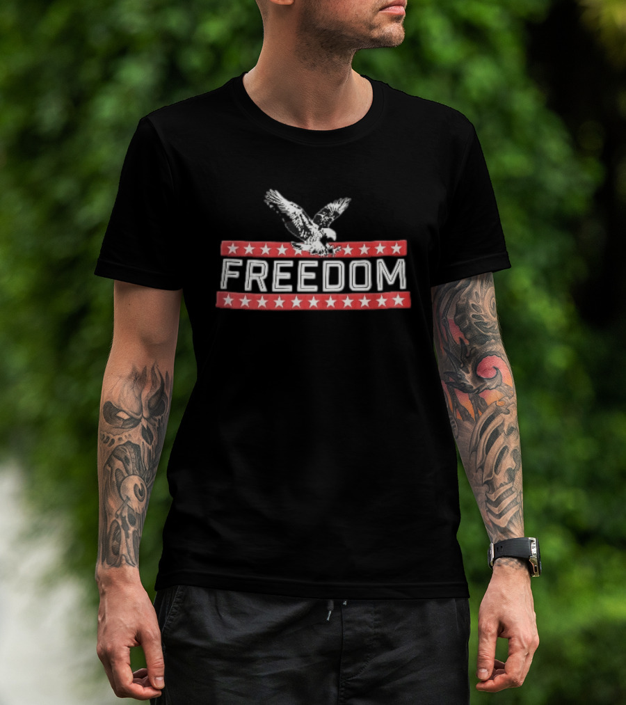 Freedom Swooping Eagle With Stars And Stripes Banners T-Shirt