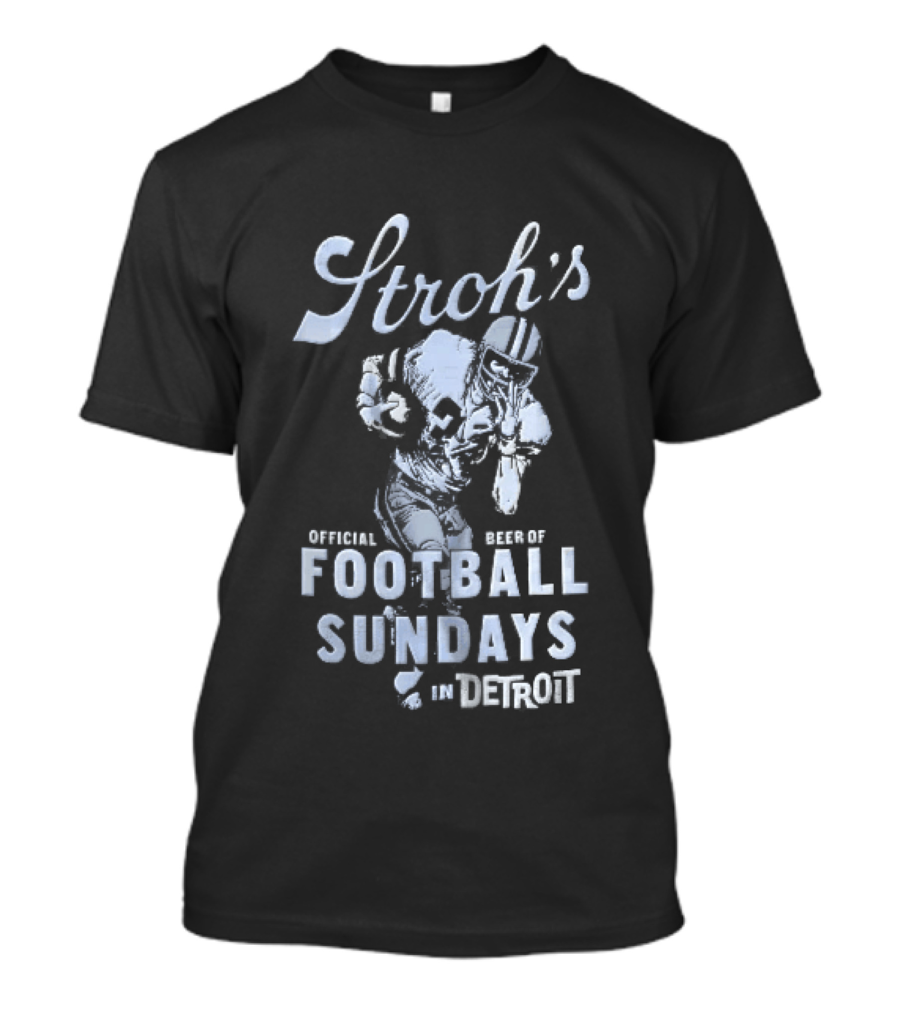 Stroh's Official Beer Football Sundays In Detroit Athlete Sketch T-Shirt