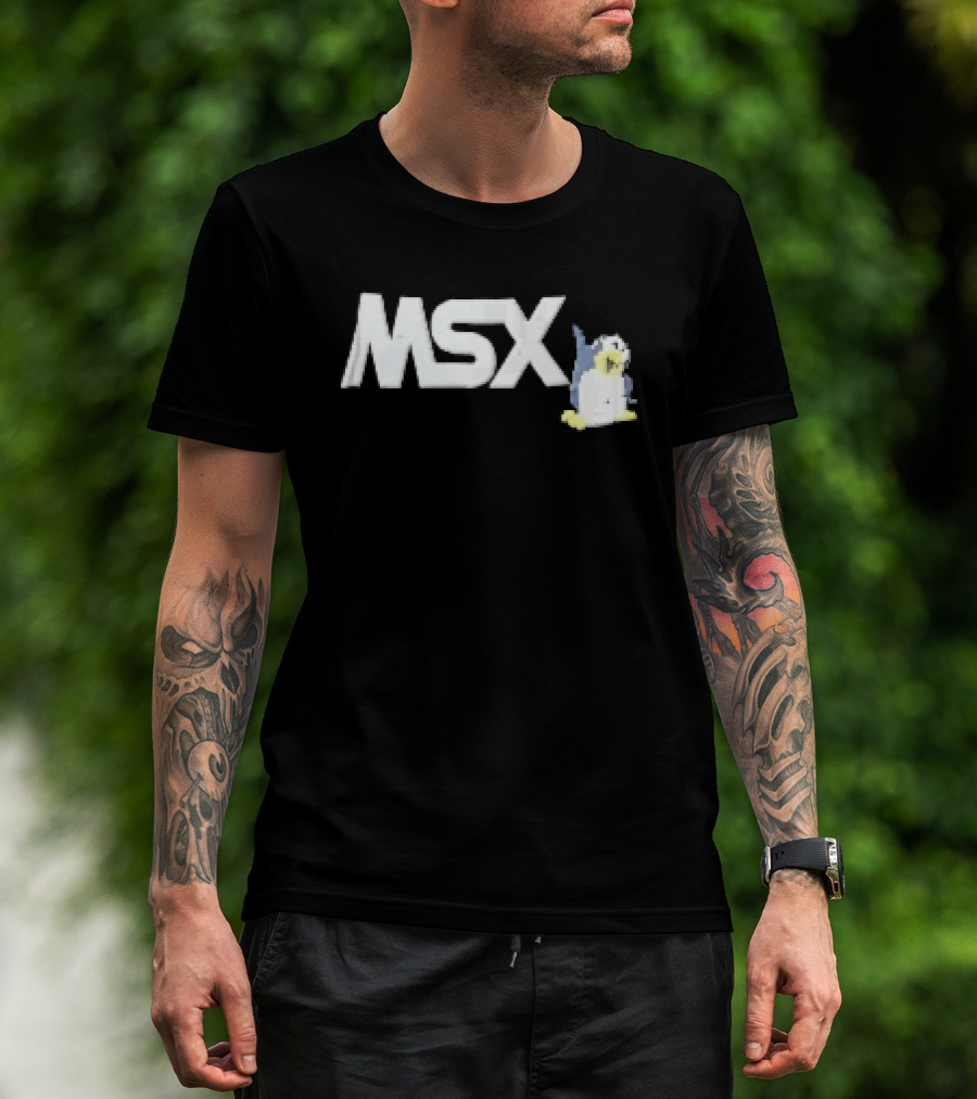 MSX Classic Pixel Penguin Video Game T-Shirt