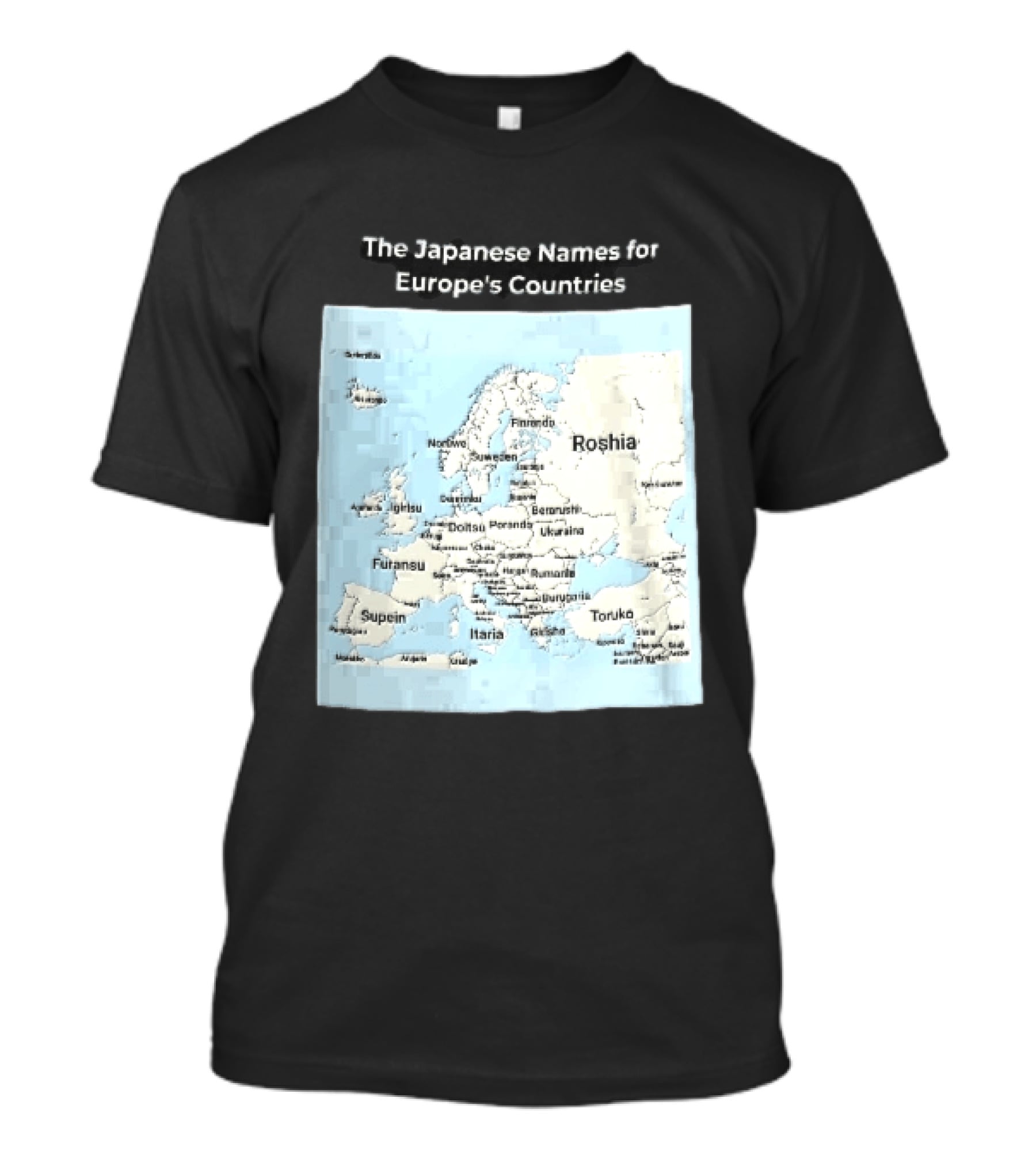 The Japanese Names For European Countries Map With Labels T-Shirt