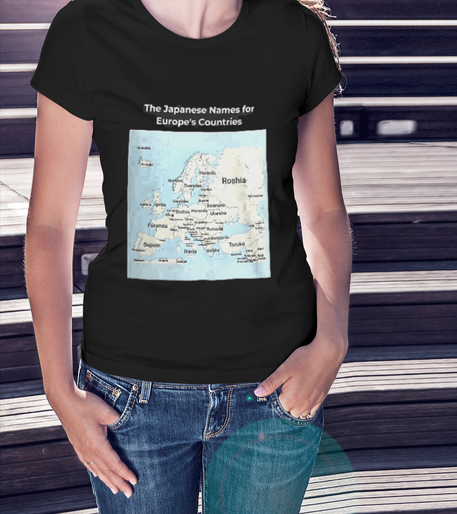 The Japanese Names For European Countries Map With Labels T-Shirt
