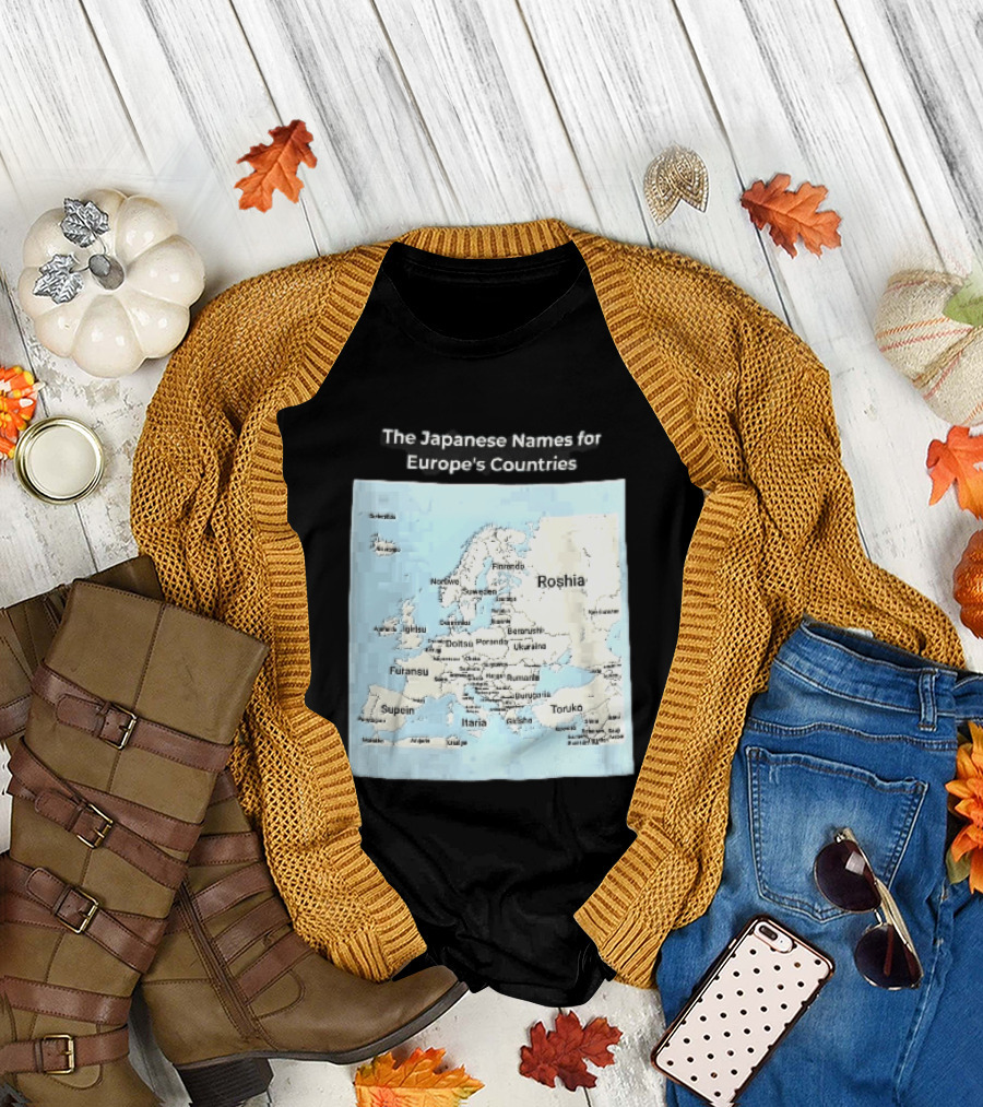 The Japanese Names For European Countries Map With Labels T-Shirt