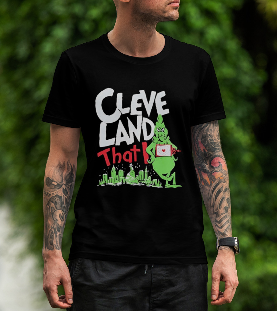 Cleveland That I Grinch Holiday Skyline Sweater T-Shirt