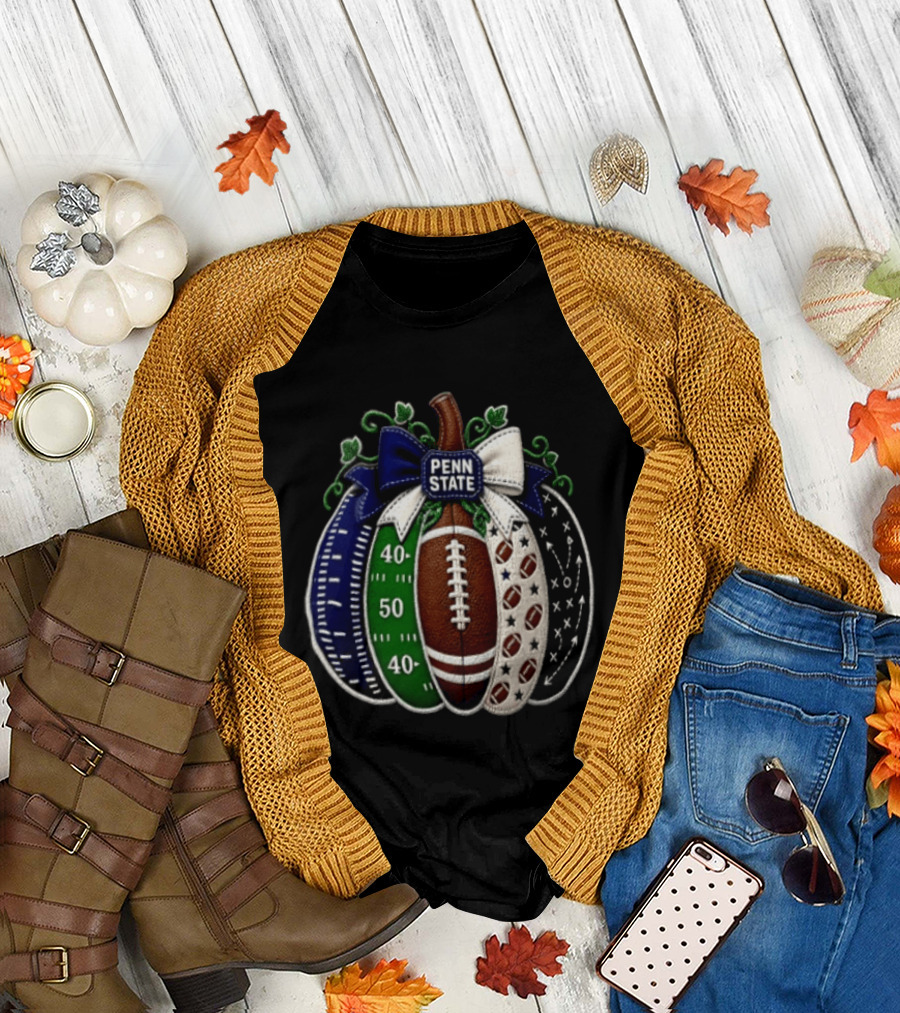 Penn State Football Pumpkin Fall Sports Season Football Decor T-Shirt