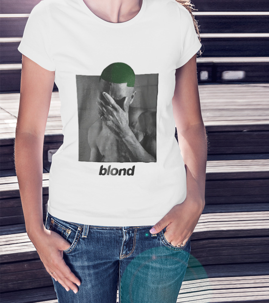 Blond Frank Ocean Green Hair Covering Face Halftone T-Shirt