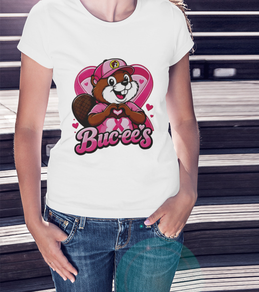 Buc Ee's Pink Ribbon Beaver Breast Cancer Awareness T-Shirt
