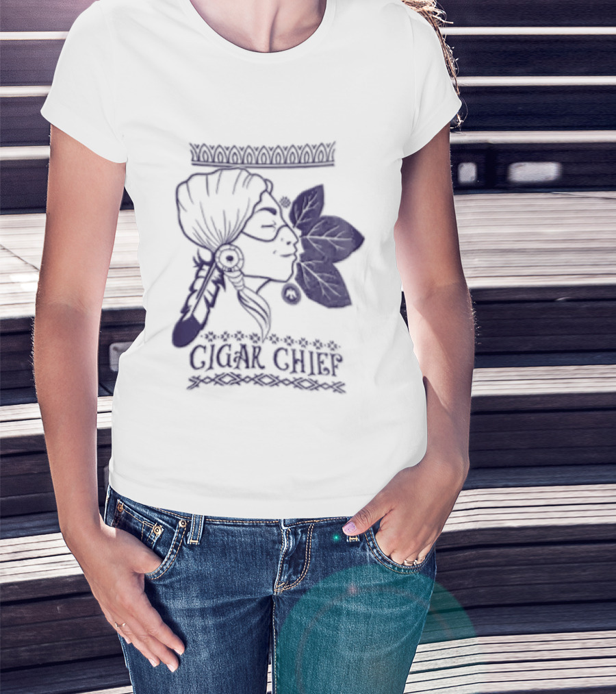 Cigar Chief Native American Smoking Profile T-Shirt