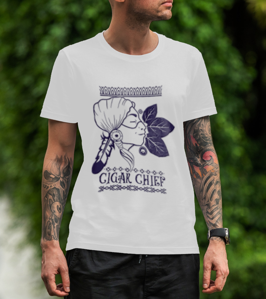 Cigar Chief Native American Smoking Profile T-Shirt