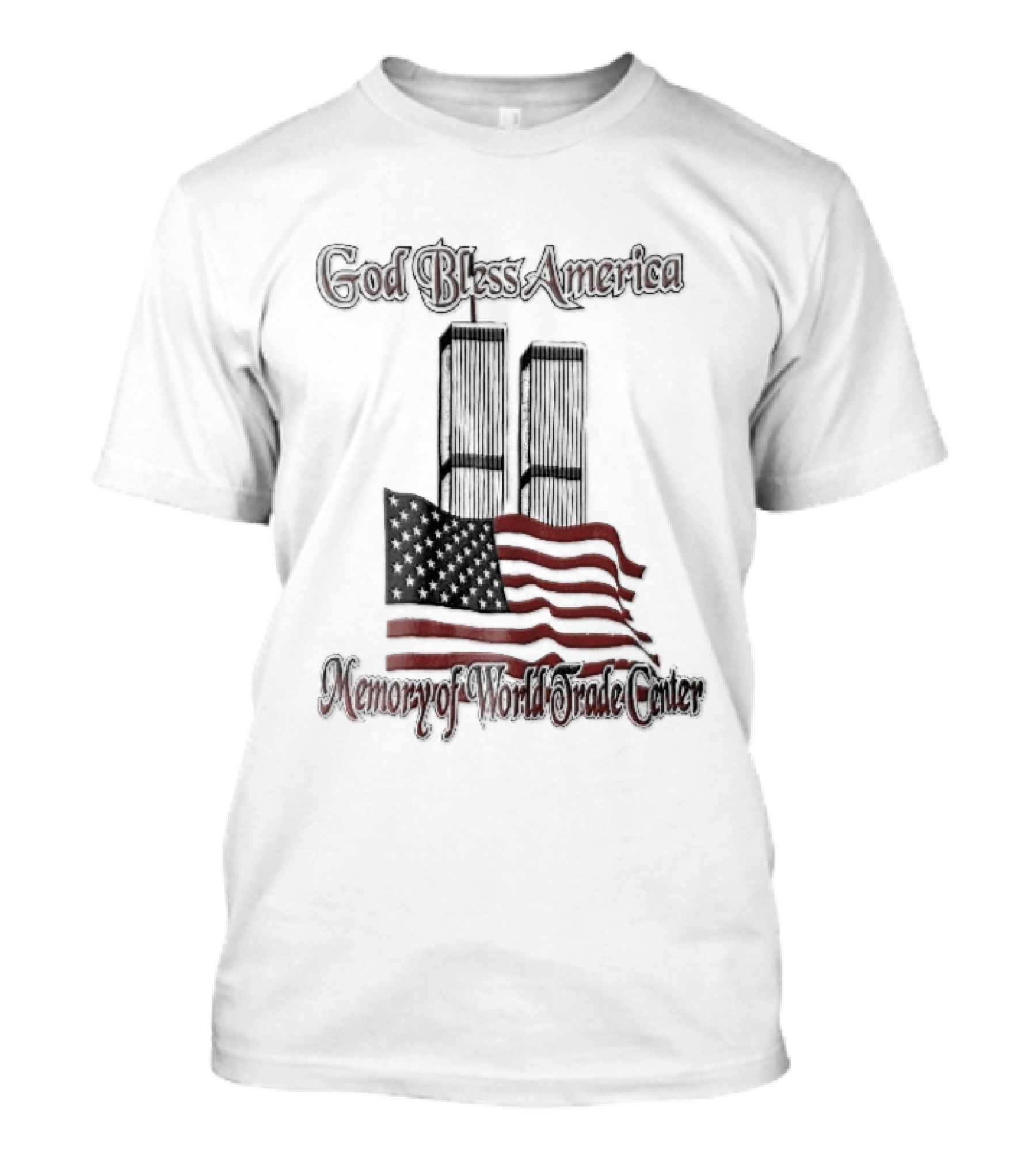 God Bless America World Trade Center Twin Towers US Flag T-Shirt
