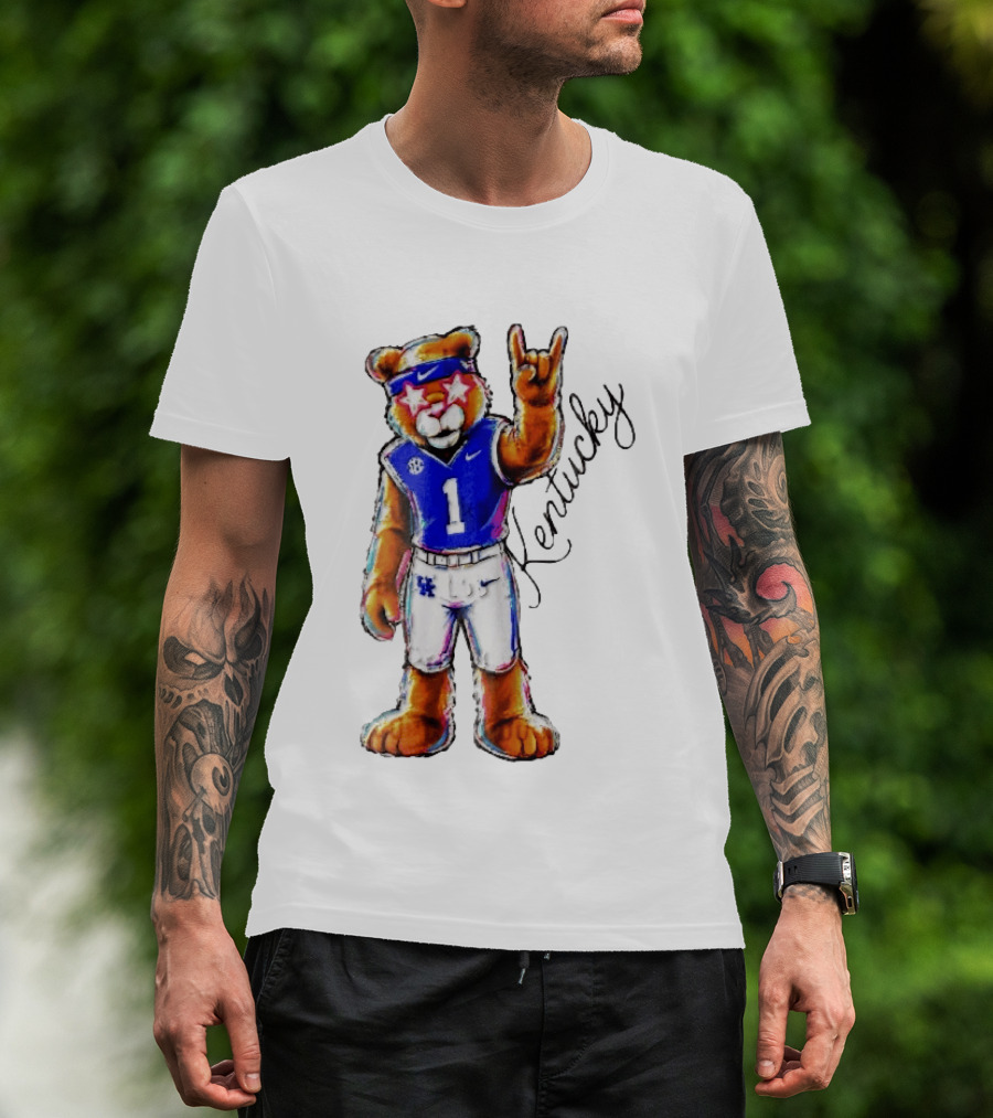Kentucky Wildcats Mascot NCAA Pink Star Glasses Rock Sign T-Shirt