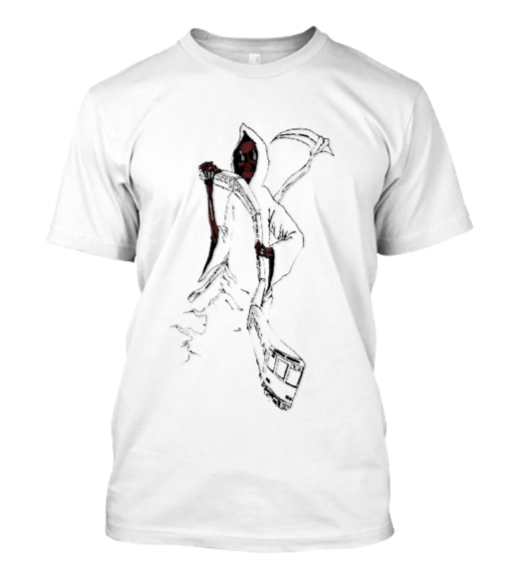 Red Face Grim Reaper Green Eyes Subway Train Line T-Shirt