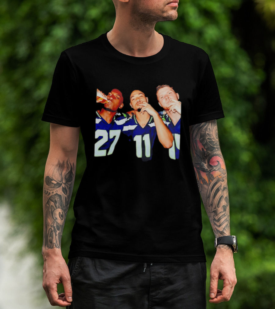 Avery Smith Jaxon Smith Njigba Sam Darnold Seattle Seahawks Smoking Image T-Shirt