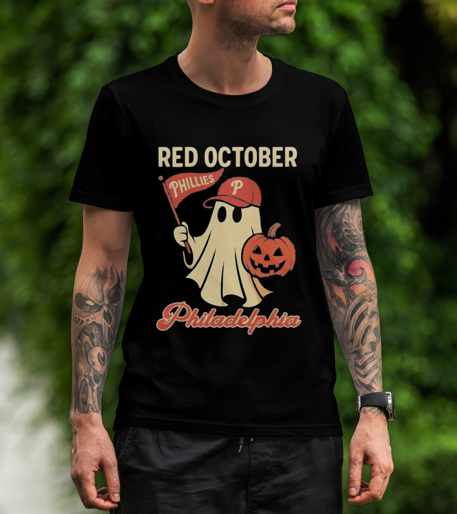 Red October Phillies Ghost Pumpkin Philadelphia T-Shirt