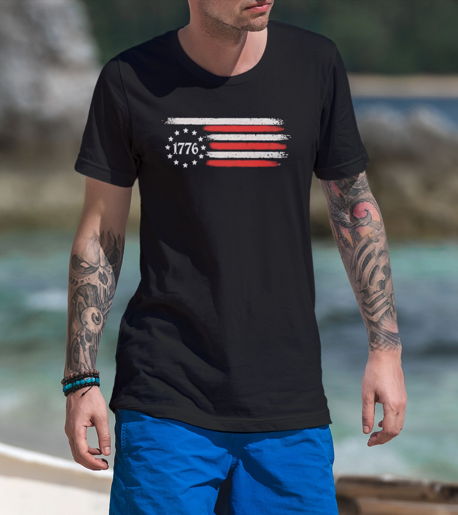 Imagine A Country So Great Even The People 1776 USA Flag Stars Stripes T-Shirt