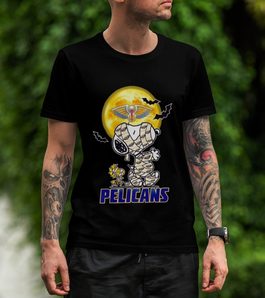 New Orleans Pelicans Snoopy Woodstock Mummy Halloween Cosplay T-Shirt