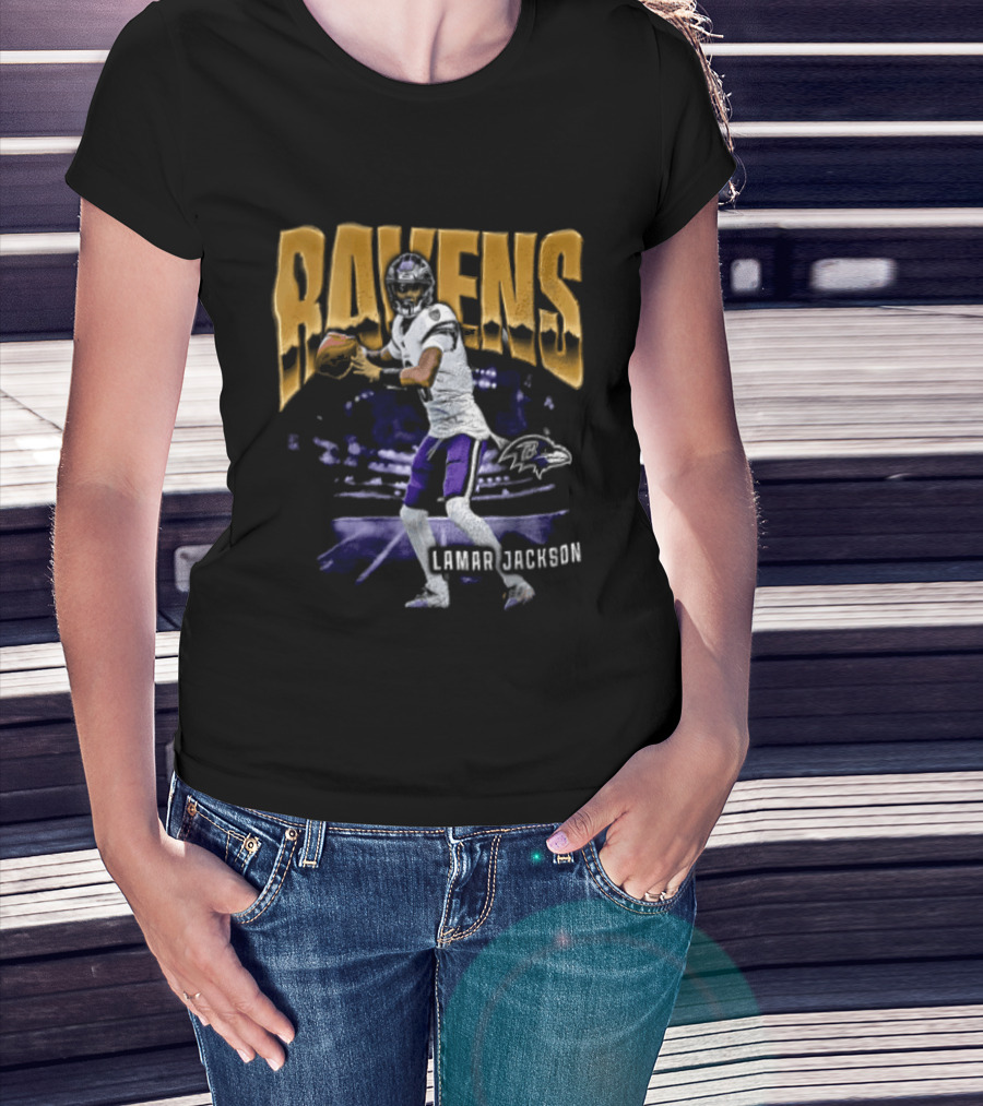 Ravens Lamar Jackson Football Iconic Quarterback T-Shirt
