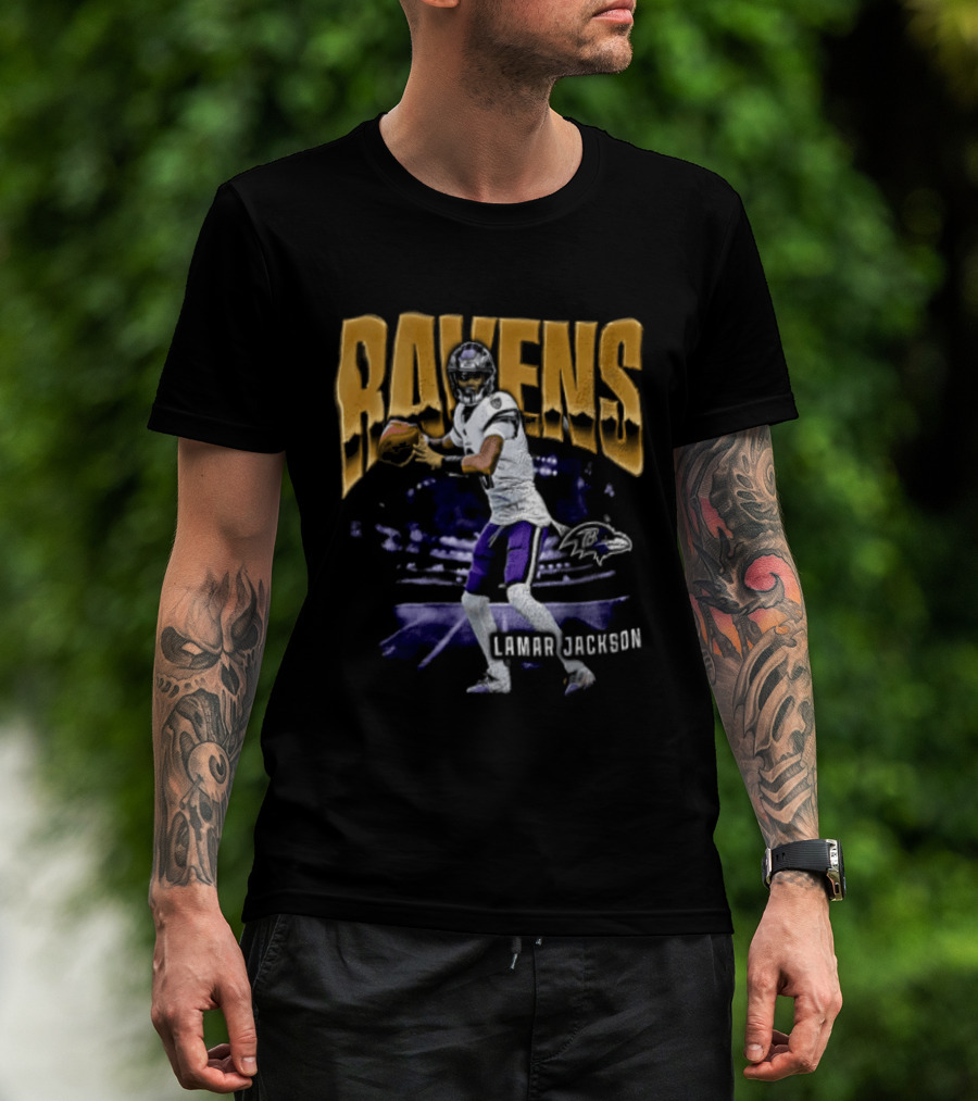 Ravens Lamar Jackson Football Iconic Quarterback T-Shirt