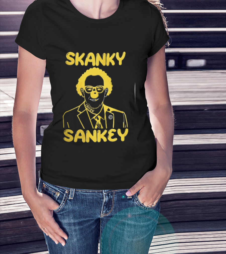 Skanky Sankey Couyon Clown Glasses Yellow Suit Caricature T-Shirt
