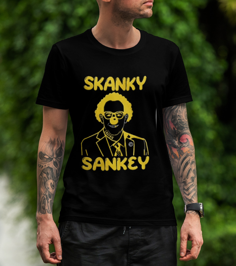 Skanky Sankey Couyon Clown Glasses Yellow Suit Caricature T-Shirt