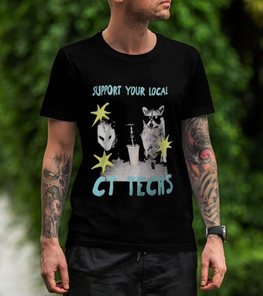 Support Your Local CT Techs Opossum Skunk Raccoon Stars T-Shirt