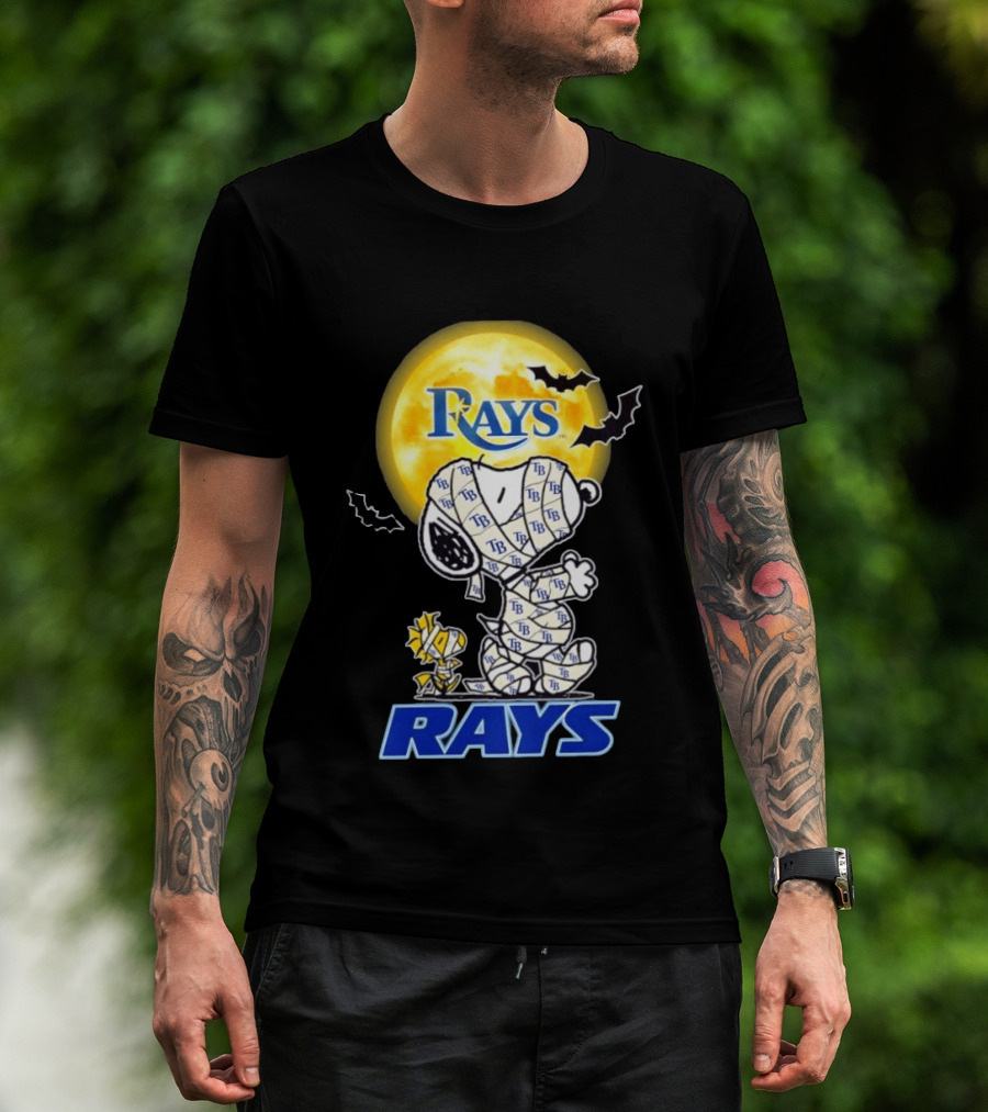 Tampa Bay Rays Snoopy Woodstock Halloween Mummy Moon Bats T-Shirt