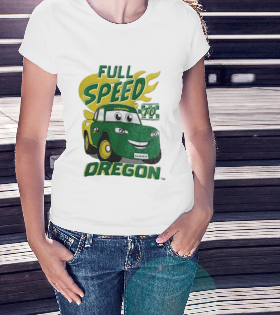 Full Speed Oregon Ducks Car Toon Sporting Team Spirit T-Shirt