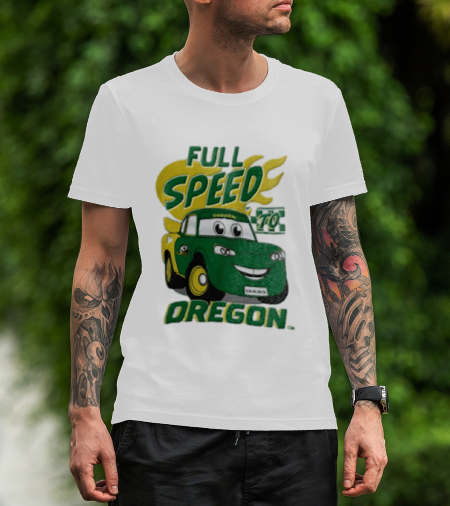 Full Speed Oregon Ducks Car Toon Sporting Team Spirit T-Shirt