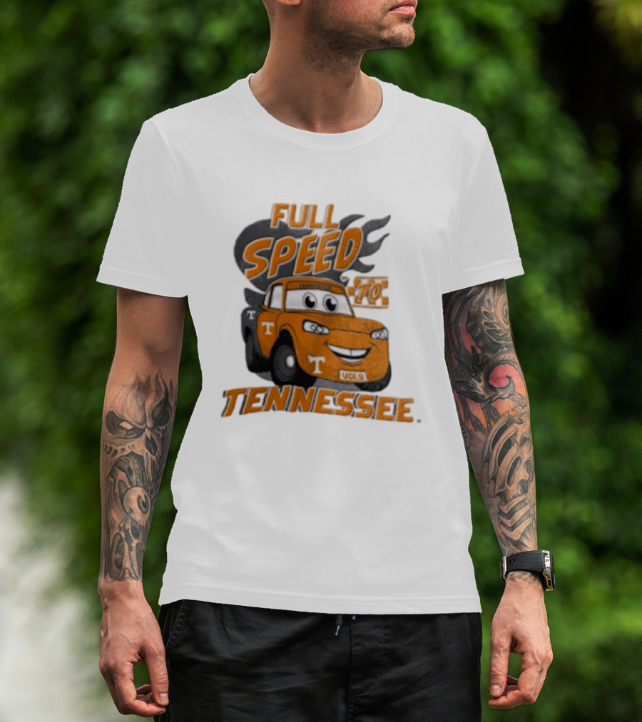 Full Speed Tennessee Vols Truck Cartoon With Flames And Number Plate T-Shirt
