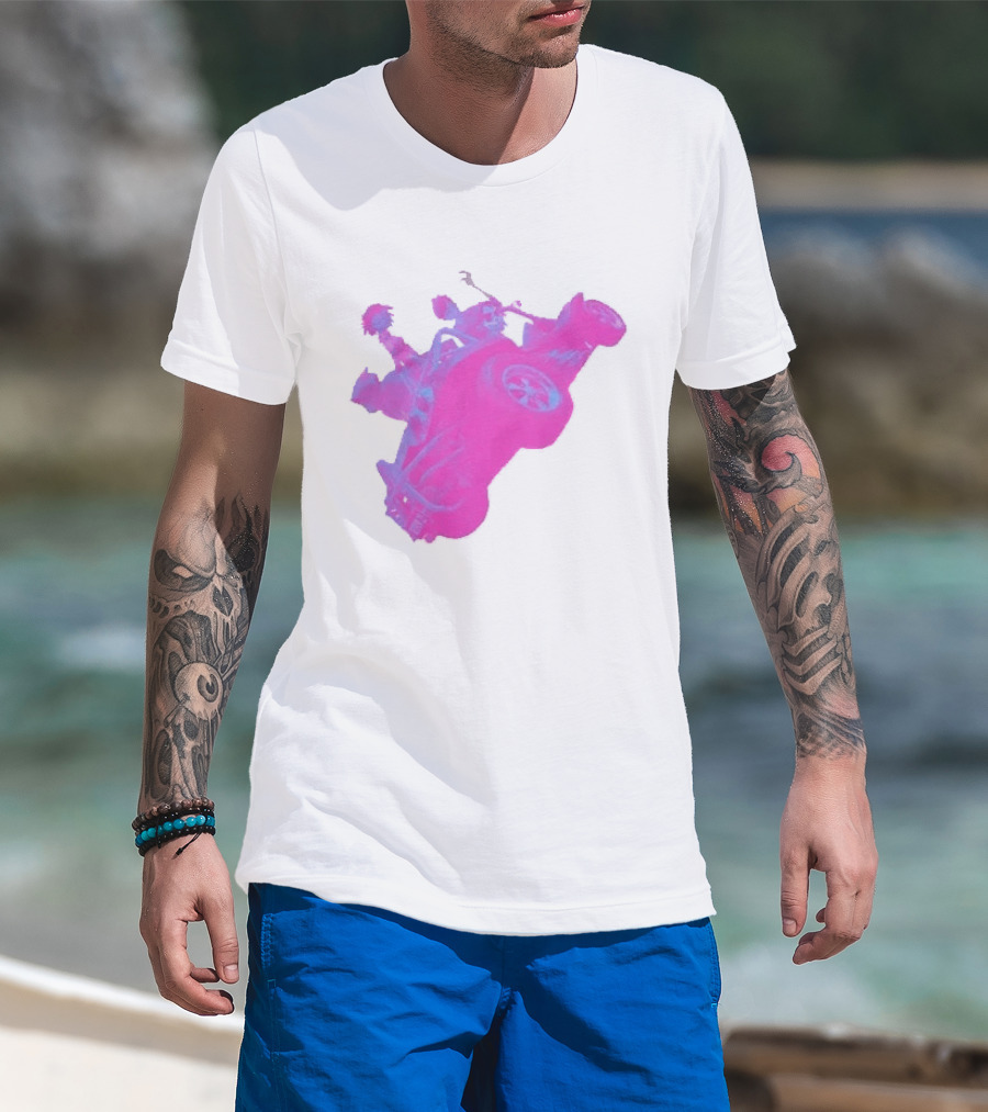 Hot Topic Gorillaz Neon Buggy Pink Blue Vehicle T-Shirt