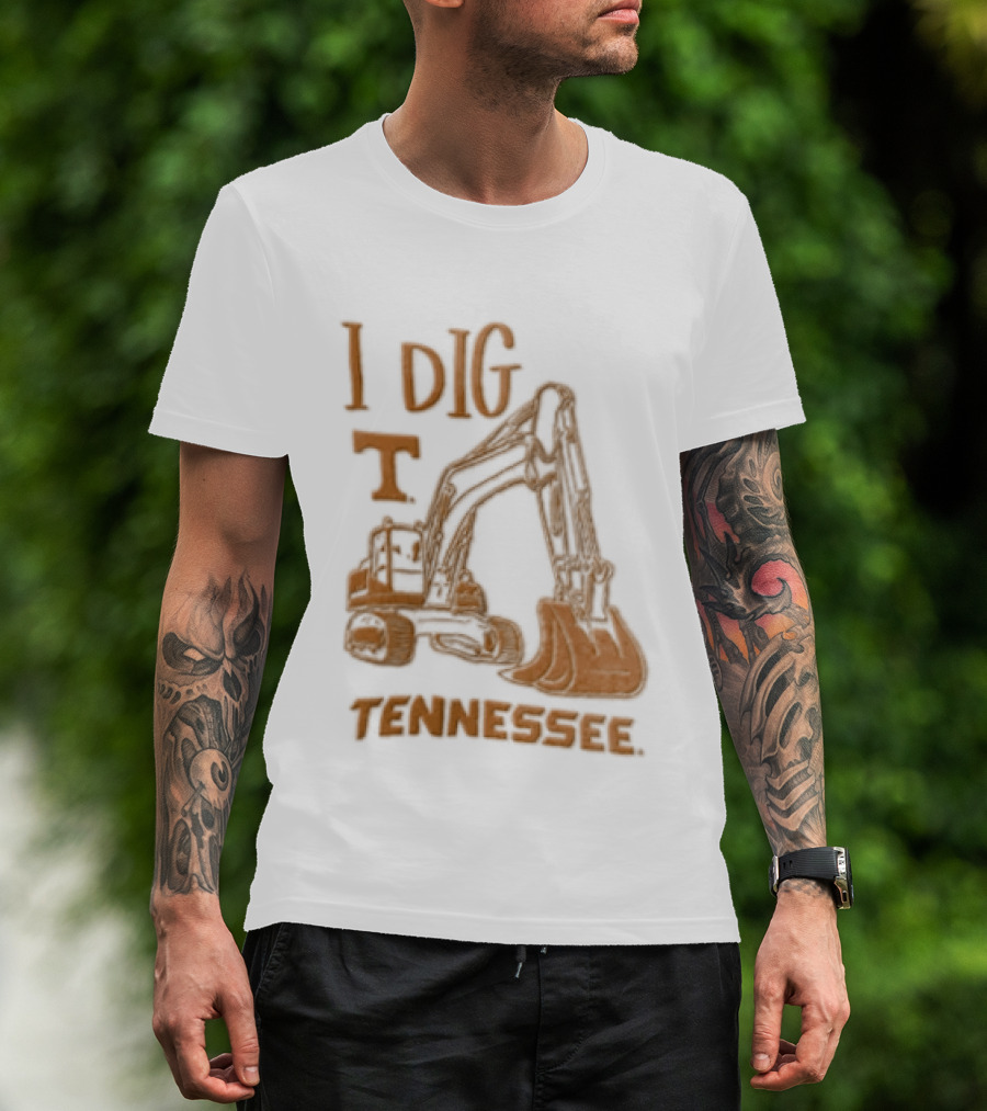 I Dig Tennessee Excavator Orange Text Construction Equipment T-Shirt