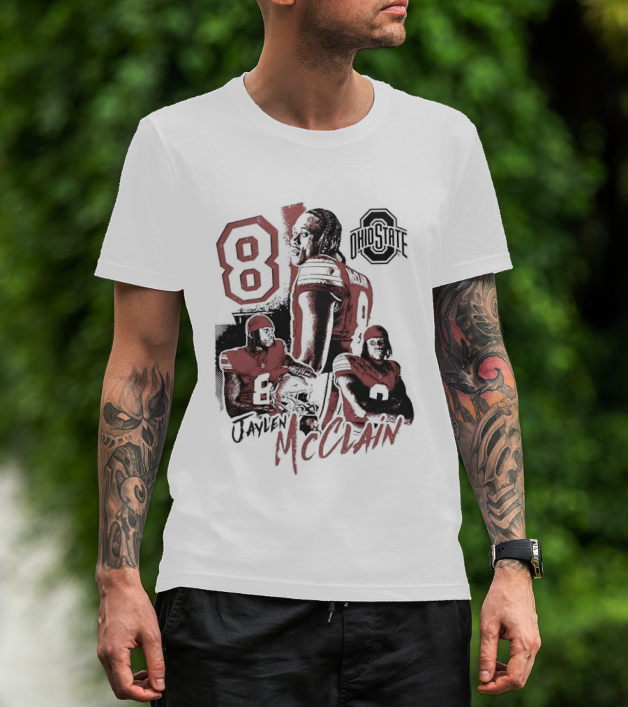 Ohio State Buckeyes Jaylen McClain No 8 Football Player T-Shirt