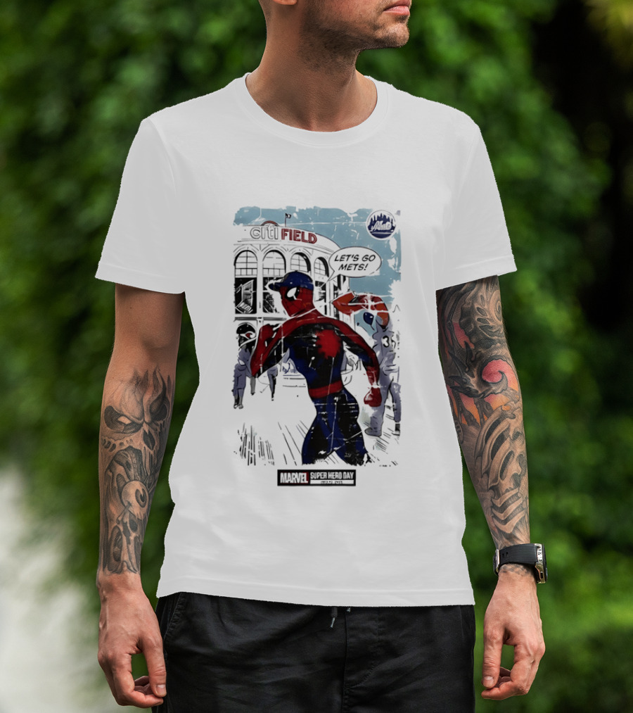 Marvel Spiderman Citi Field Let's Go Mets T-Shirt