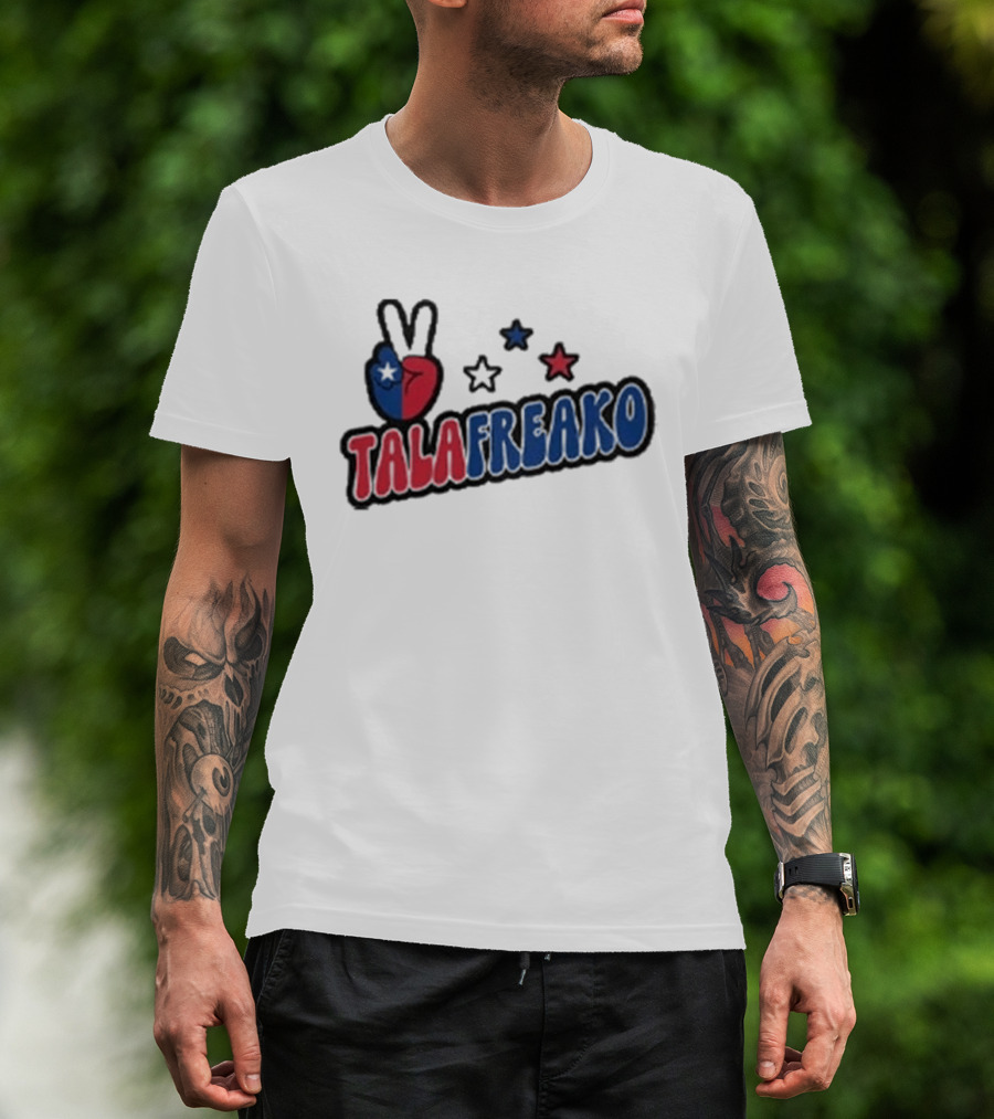 TALAFREAKO Chilean Flag Peace Sign Stars Patriotic T-Shirt