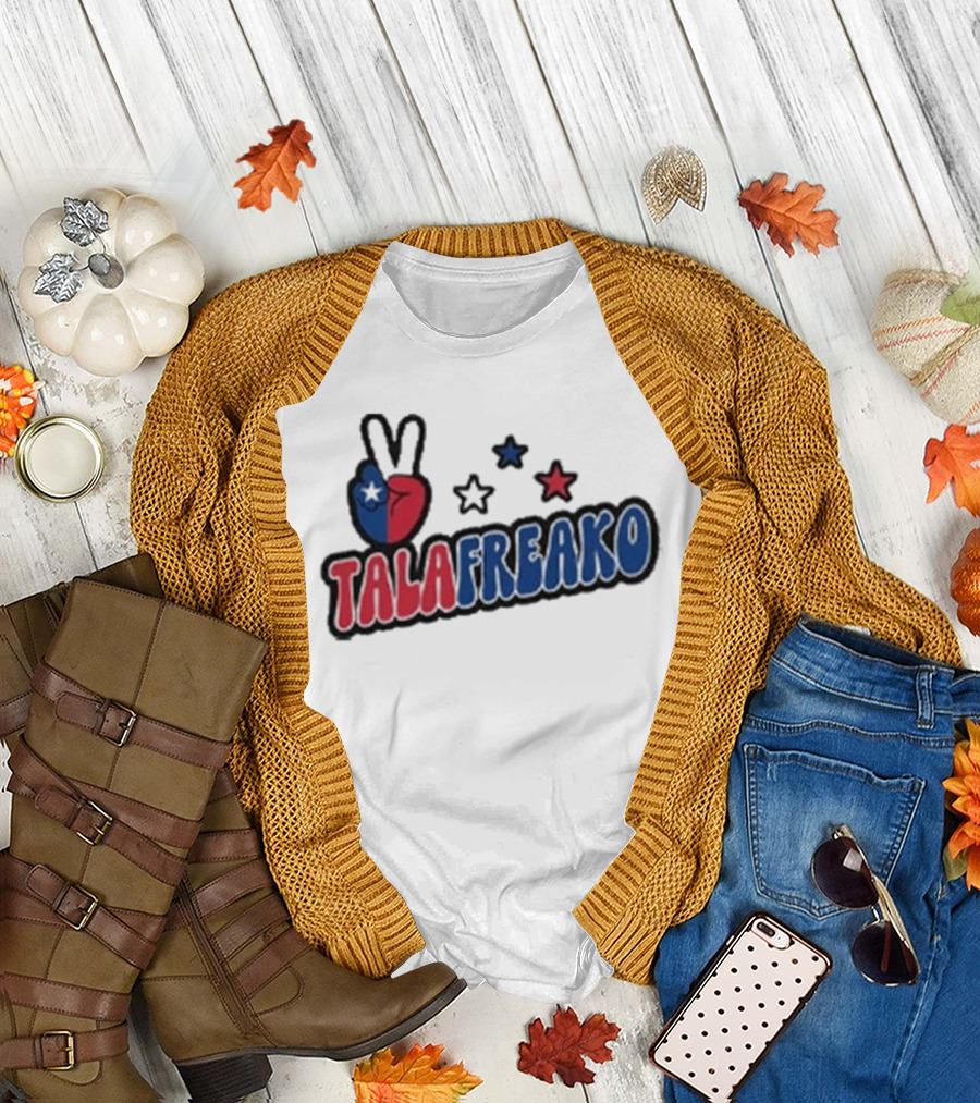 TALAFREAKO Chilean Flag Peace Sign Stars Patriotic T-Shirt
